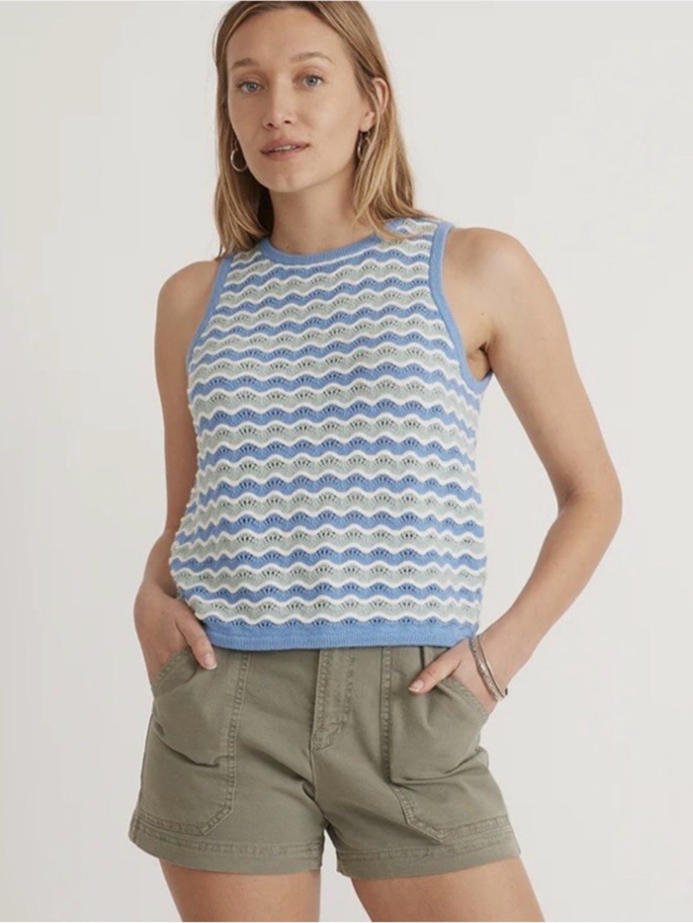 Marine Layer Striped Sweater Tank Blue and Green XS